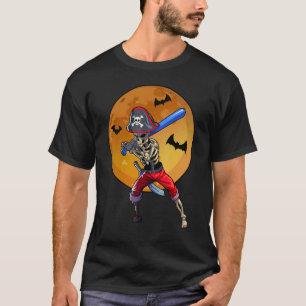 Camiseta Skeleton de béisbol masculino Halloween de béisbol
