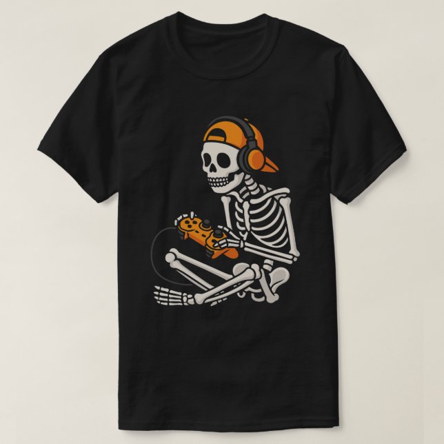Camiseta Skeleton de Guay Gamer con audífonos - Juego diver (Diseño del anverso)