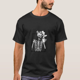 Camiseta Skeleton de Halloween Beber café Funny Skull