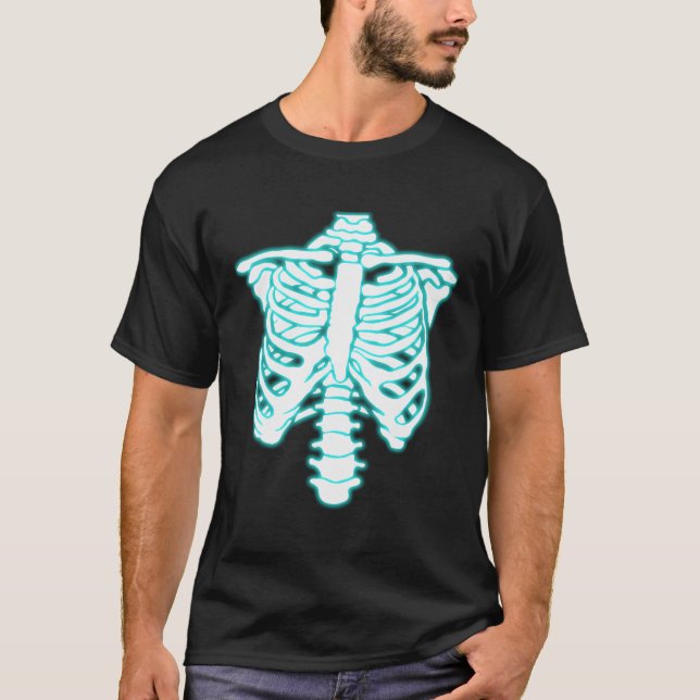Camiseta Skeleton de hueso en jaula Halloween Xray gracioso (Anverso)