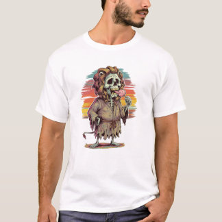 Camiseta Skeleton de la cabeza del león con un Bathrobe