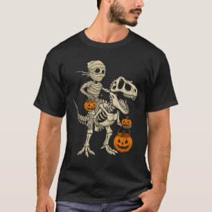 Camiseta Skeleton de la momia montando Dinosaurio T Niños R