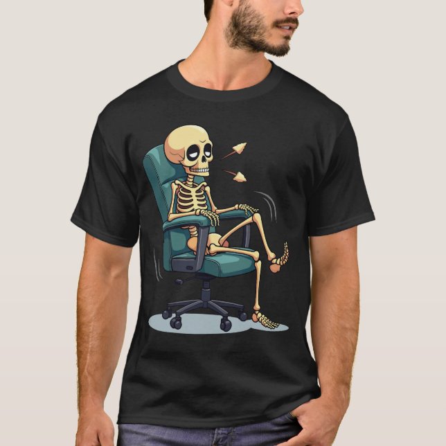 Camiseta Skeleton de Office de los 90 - Funny Retro Persona (Anverso)