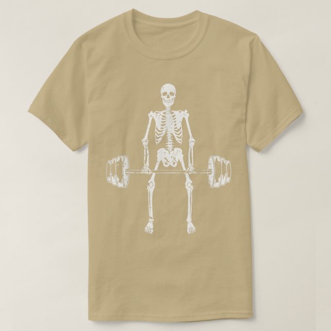 Camiseta Skeleton Deadlift Funny Halloween Bodybuilder Work (Diseño del anverso)