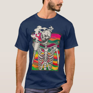 Camiseta Skeleton del café caliente, Skeleton Beber café Fu