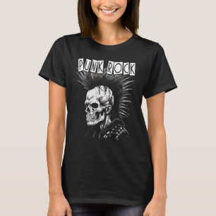 Camiseta Skeleton del cráneo del punk Mohawk Punk Mohican