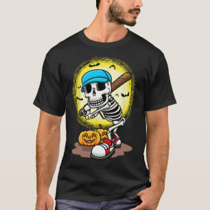 Camiseta Skeleton del jugador Softball Niños Halloween Niño