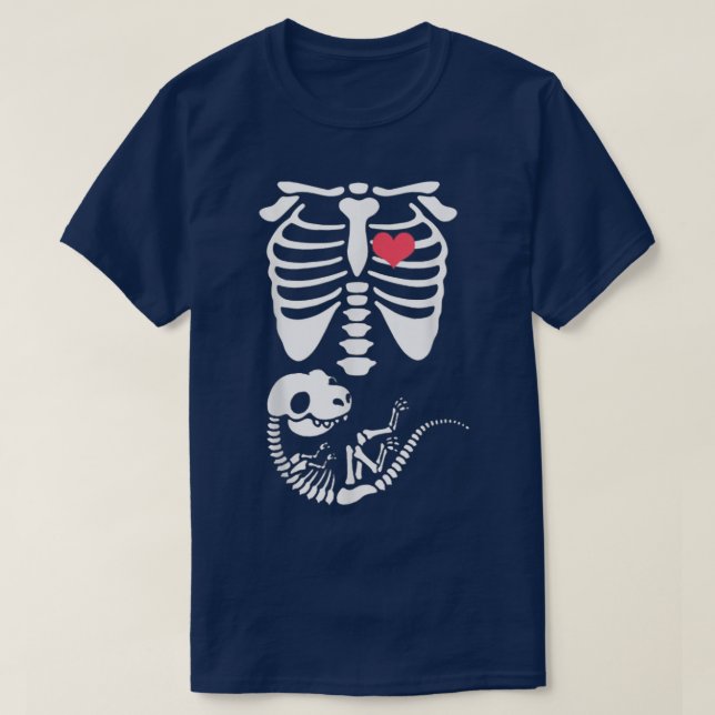 Camiseta Skeleton Dinosaur Heart Pregnant XRay Funny Hallow (Diseño del anverso)
