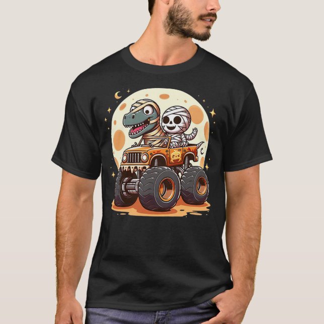 Camiseta Skeleton Dinosaur Monster Truck Dino Halloween Tod (Anverso)