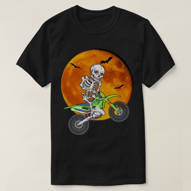 Camiseta Skeleton Dirt Bike Halloween Motocross Biker (Diseño del anverso)