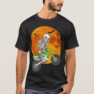 Camiseta Skeleton Dirt Bike Halloween Motocross Biker