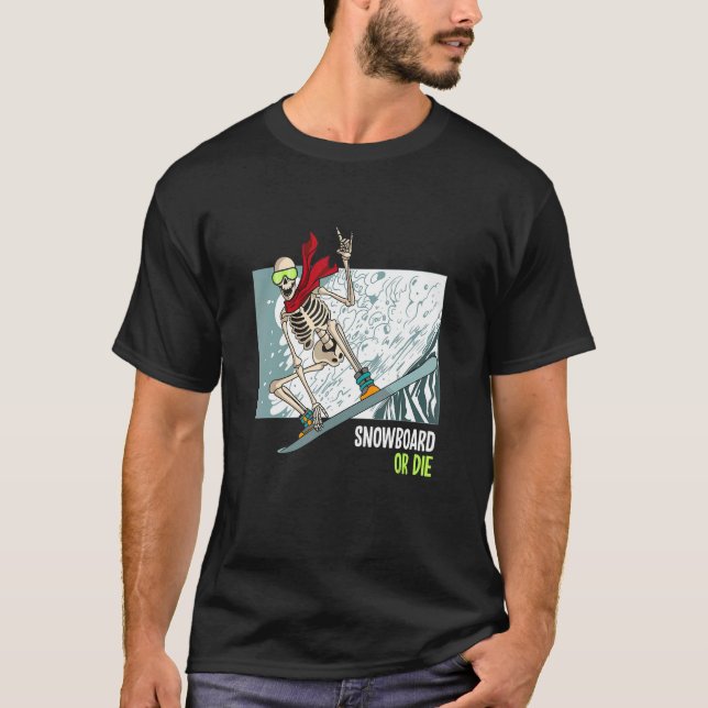 Camiseta skeleton divertido snowboard para los aficionados  (Anverso)