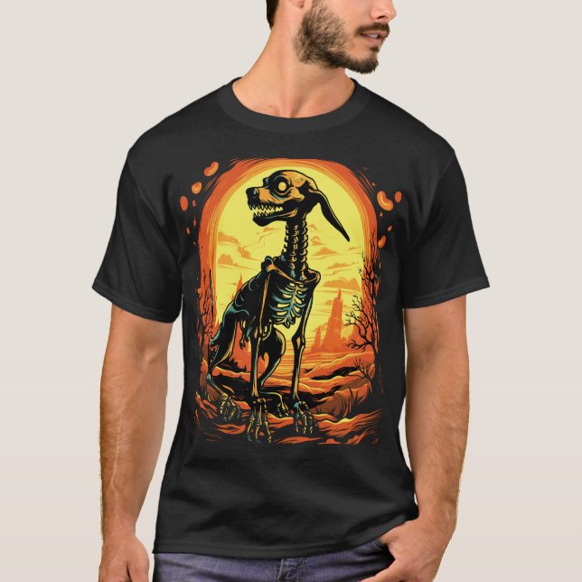 Camiseta Skeleton Dog Halloween Art (Anverso)