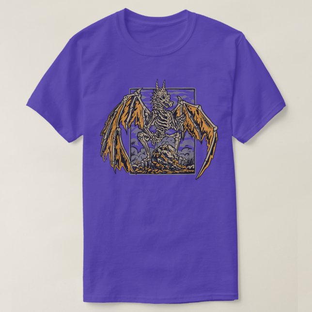 Camiseta Skeleton Dragon Wings Gothic  (Diseño del anverso)