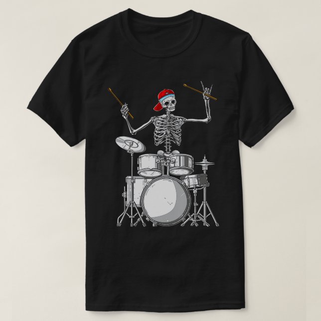 Camiseta Skeleton Drummer Costume Halloween Jugando Drums G (Diseño del anverso)