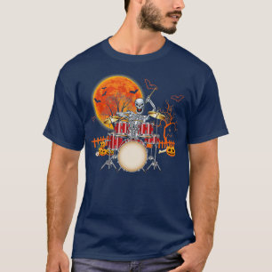 Camiseta Skeleton Drummer Halloween Costume Jugando tambore