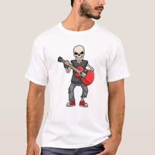 Camiseta Skeleton en la música con guitarra