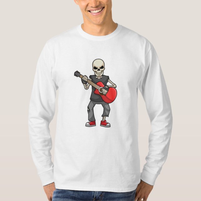 Camiseta Skeleton en la música con guitarra (Anverso)