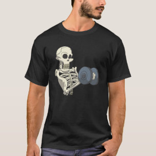 Camiseta Skeleton Fitness Workout Con Curls Y Dumbbels