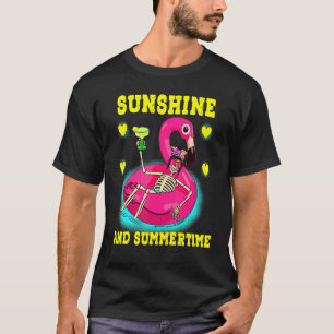 Camiseta Skeleton Flamingo Floatie Summertime Summer Pool L