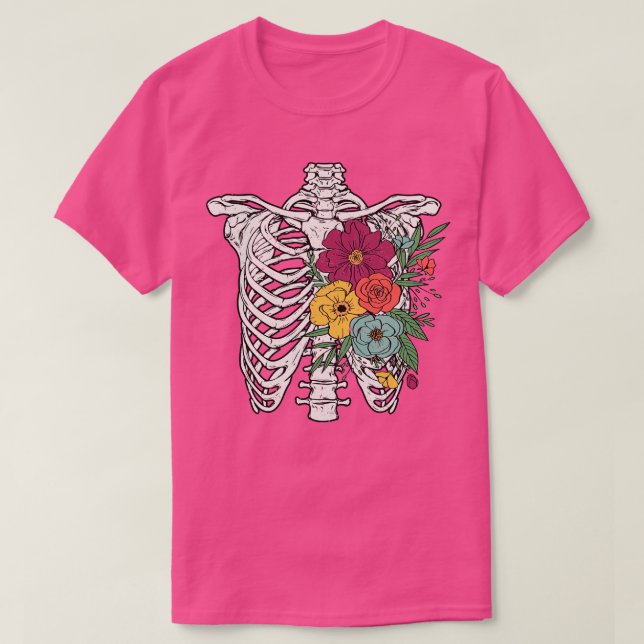 Camiseta Skeleton floral costilla (Diseño del anverso)