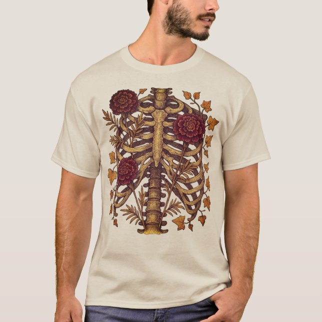 Camiseta Skeleton floral Jaula de costillas (Anverso)