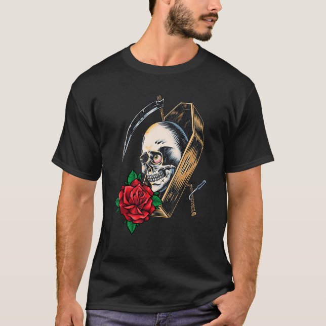 Camiseta Skeleton Gótico Skull Punk Emo Em Halloween (Anverso)
