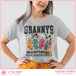 Camiseta Skeleton Grannys Resting Witch Face Club Halloween