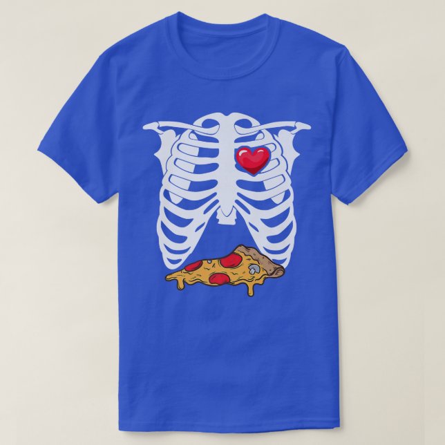 Camiseta Skeleton Graphic Pizza Lover Comer comida italiana (Diseño del anverso)