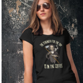Camiseta Skeleton Grim Reaper Café Gracioso