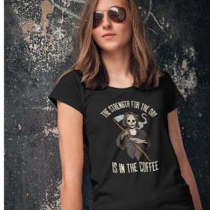 Camiseta Skeleton Grim Reaper Café Gracioso
