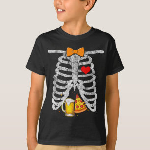 Camiseta Skeleton Halloween Beer Pizza Gracioso Golpe de em