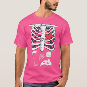 Camiseta Skeleton Halloween Cerveza Pizza Fries Burger Fran