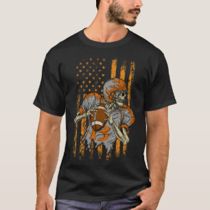 Camiseta Skeleton Halloween De La Bandera Estadounidense Pa