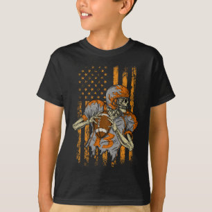 Camiseta Skeleton Halloween De La Bandera Estadounidense Pa