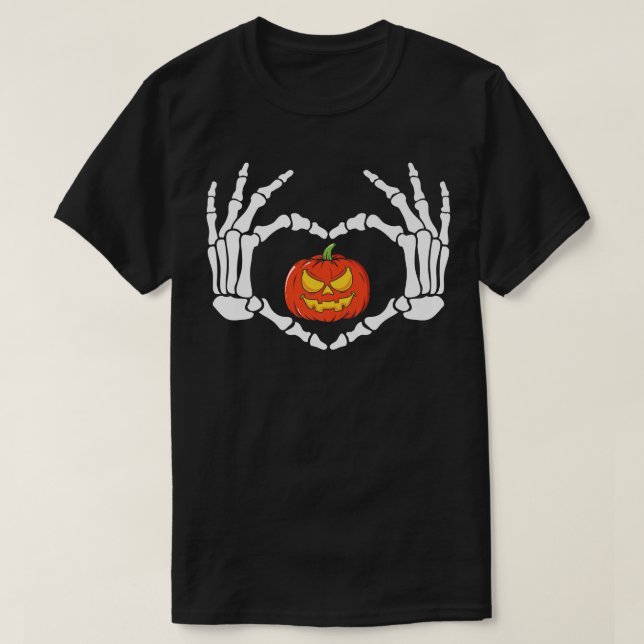 Camiseta Skeleton Halloween divertido con calabaza para el  (Diseño del anverso)