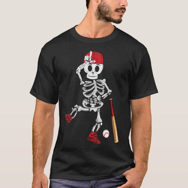Camiseta Skeleton Halloween Funny Skeleton Béisbol (Anverso)