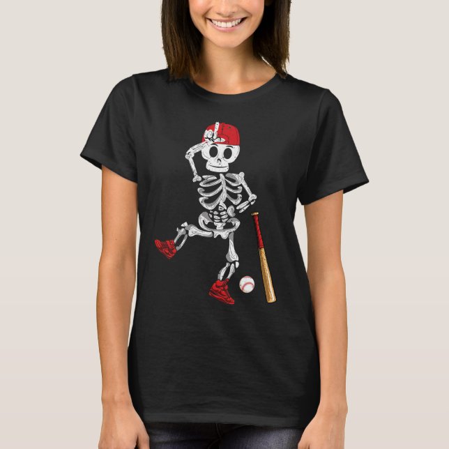 Camiseta Skeleton Halloween Funny Skeleton Béisbol (Anverso)