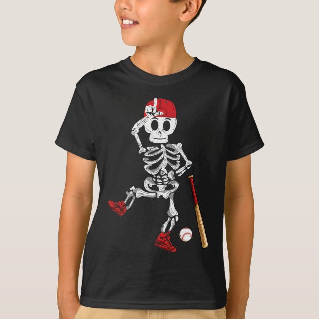 Camiseta Skeleton Halloween Funny Skeleton Béisbol (Anverso)