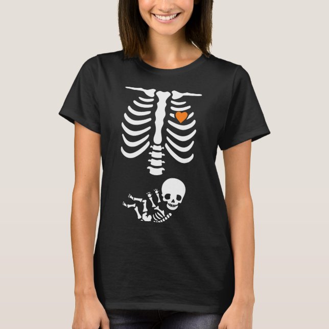 Camiseta Skeleton Halloween Maternity Funny Pregnancy 2025  (Anverso)