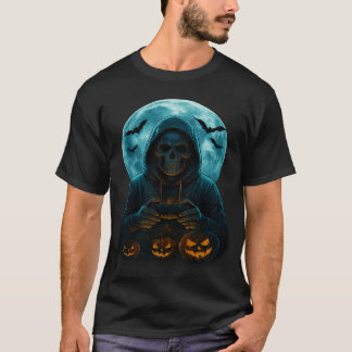 Camiseta Skeleton Halloween Skull Gamer Spooky Pumpkin game