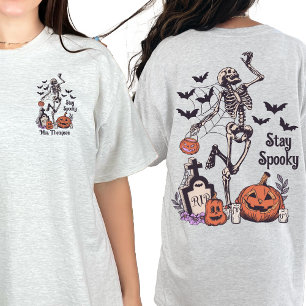 Camiseta Skeleton Halloween Stay Spooky Guay Personalizado