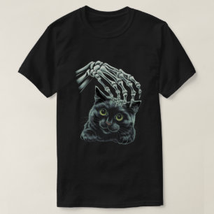 Camiseta Skeleton Hand Boop Mascota Gato Negro Para Hallowe