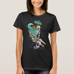 Camiseta Skeleton Hand Cocktail Tropical Island Beach Vibe