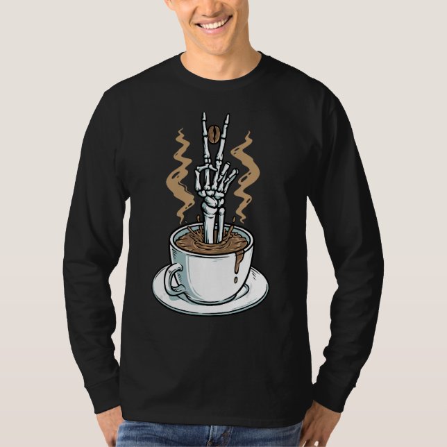 Camiseta Skeleton Hand Coffee International Coffee Day (Anverso)