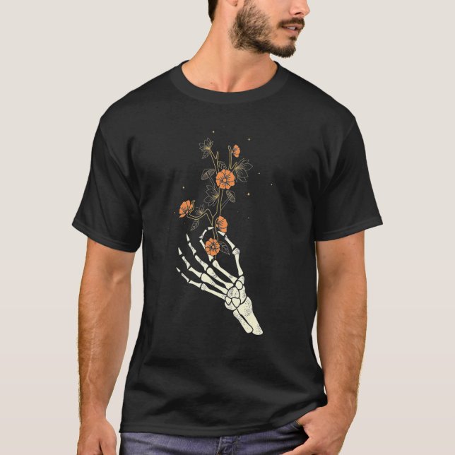 Camiseta Skeleton Hand flower mushroom Love Costume Men Wom (Anverso)