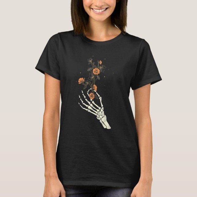 Camiseta Skeleton Hand flower mushroom Love Costume Men Wom (Anverso)