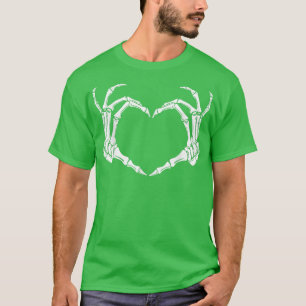 Camiseta Skeleton Hand Heart Sign Bones Costume Funny Hallo