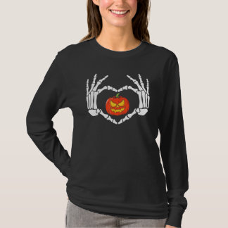 Camiseta Skeleton Hand Heart Sign Bones Costume  Halloween