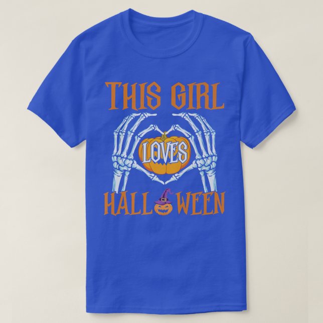Camiseta Skeleton Hand Heart Sign This Girl Who Loves Hallo (Diseño del anverso)